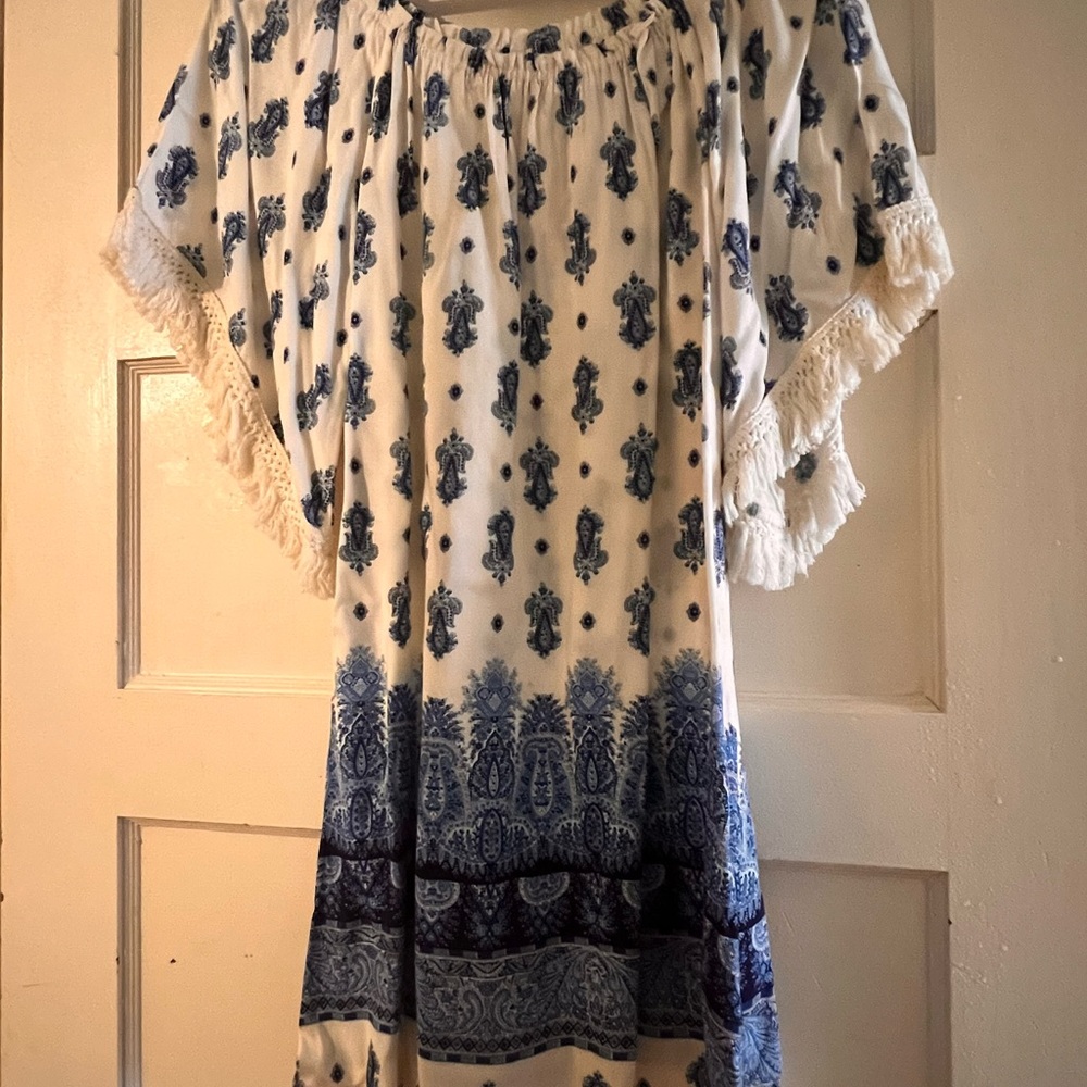 Blue and White Patterned Dress